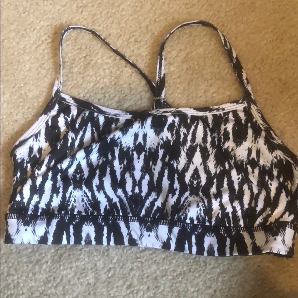 black and white zebra print sports bra